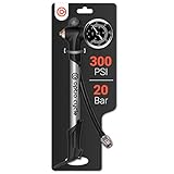 Optio Cycle Hochdruck-Dämpferpumpe mit Manometer Hochdruckpumpe max 300 PSI / 20 Bar Pumpe mit Druckanzeige Gabelpumpe für Schraderventil/Autoventil (AV) Federgabel Heckfederung Dämpferpump