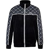 SJ Sean John Icon Allover Verlours Trackjacket (L, black/white, l)