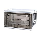 Klar Faltbare Aufbewahrungsboxen mit Deckel,Langlebig Plastik Faltung Utility Kisten Aufbewahrungsbox Container Bins,Stapelbare und Platzsparend,Multifunktionale Speicherwürfel -Weiß 56l(20x14x12.5