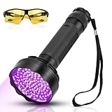 YOUTHINK UV Schwarzlicht Taschenlampe 100 LED Ultraviolett Lampe 395nm | Haustiere Urin-Detektor UV Leuchte mit Einstellbar UV-Schutzbrille für Unechte Banknoten,Flecken Detektor für Hunde,