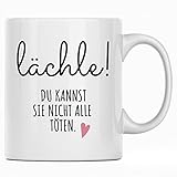 Lächle du kannst sie nicht alle töten Tasse Lieblingskollegin, Beste Kollegin der Welt Geschenk, Abschiedsgeschenk Kollegen Jobwechsel Abschied Sp