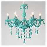 Leuchter Moderne Makaron Kristall Kronleuchter Rosa/Blau/Grün Kinderzimmer Schlafzimmer Wohnzimmer Dekoration Lampen Erleuchte den Raum (Body Color : Green, Size : 6 Heads)
