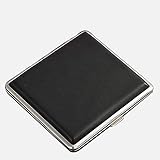 Zigaretten Schachtel Wasserdichte Zigarettenetui Slim Für Frauen Männer Textilzigrahmen Aus Leder Zigarettenclip Tragbarer Zigarettenetui-abdeckung Für 20 Zigarettenk(Size:9.7*9.3*1.8CM,Color:Schwarz)