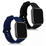 kwmobile 2X Sportarmband kompatibel mit Huami Amazfit GTS/GTS 2 / GTS 2e / GTS 3 - Armband TPU Silikon Set Fitnesstracker Schwarz Dunkelb