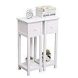 Bedside Tables Schubladenregal für Schlafzimmer, Korridor, hoch, 2 Stück, schmaler Nachttisch mit schmalem Flurtisch, Weiß