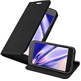 Cadorabo Hülle für Motorola Moto G4 Play in Nacht SCHWARZ - Handyhülle mit Magnetverschluss, Standfunktion und Kartenfach - Case Cover Schutzhülle Etui Tasche Book Klapp Sty