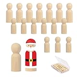 18Stk Holzfiguren Spielfiguren zum Basteln Spiele DIY Figuren Holz Malerei Puppen für Kinder Mann Frau Junge Mädchen (8Stk-55mm,10Stk-43mm)