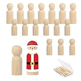 18Stk Holzfiguren Spielfiguren zum Basteln Spiele DIY Figuren Holz Malerei Puppen für Kinder Mann Frau Junge Mädchen (8Stk-55mm,10Stk-43mm)