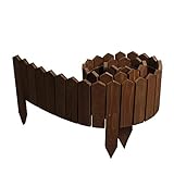 BOGATECO Rollborder Holzlatten | 20cm Hoch & 200cm lang | Holz-Zaun | Staketenzaun Perfekt als Beet-Umrandung oder Weg-Abgrenzung | Dunkelb