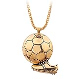 Goldener Sportball Schmuck Anhänger Fußball Fußball Halskette Halbkugelförmiger Anhänger Küssen Turnschuhe Punk Souvenir Herrengröße 60C