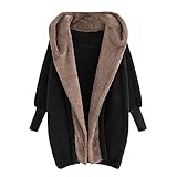 Damen Kapuze Plüschjacke Elegant Langarm Hoodies Strickjacke Loose Strickcardigan Baumwollmantel Kapuzenjacke Mäntel Winterjacke Wollmantel Frauen Oversized Sweater Outwear Coat Jacke Kapuzenp