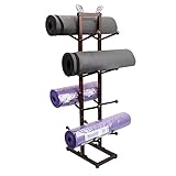 HH- Yogamatten Lagerregal Vertikal Halterung für Yogamatten mit doppelseitigem, 4- lagig Bronze Metall Schwerlast Regal, Fitnessraum Pilates- Matten V
