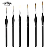 Feiner Pinselset Malen Fein Pinsel Miniatur Malpinsel Künstlerpinsel Pinselset Malen Detail Pinsel Professionelle Künstlerpinsel Pinsel Set Malen für Aquarell Öl Acryl Nagel Malen nach Zahlen（6 Stück）