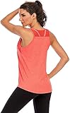 Nekosi Laufshirt Für Damen Atmungsaktives Netz Rücken Sportshirt Mädchen Yoga Training Jogging Sport Tops Rot M