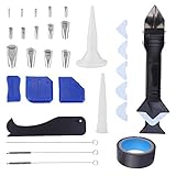 Mangsen 30 Stück Dichtungsdüse Set Edelstahl Applikator Abdichten Düsen Kit Fugenglätter Fugenwerkzeug Dichtungsdüse Sbdichten Düsen Multifunktionale Caulking Tool für Badezimmer Küche Boden Ecke R