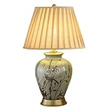 Tischleuchten Schreibtischlampen American Ceramic Tischlampe E27 Schraube Mund Birnen Stoff Kupfer Tischlampe Schlafzimmer Nachttischlampe,Geeignet for Schlafzimmer,Wohnzimmer,Arbeitszimmer(Farbe:H,G