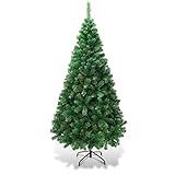 COSTWAY 150/180/210/240cm Künstlicher Weihnachtsbaum, Tannenbaum mit Metallständer, Christbaum PVC Nadeln, Kunstbaum Weihnachten ideal für Zuhause, Büro, Geschäfte und Hotels, Grün (150cm)