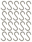 Gedotec Universal S-Haken Metall Kleiderhaken für Küchen-Utensilien - Tücher - Kleidung | Metall-Haken für Kleider-Schrank | Edelstahl-Optik | für 16 mm Rohr-Ø | 20 Stück - Aufhängung für Relingstang