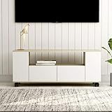 Fest-night TV Schrank mit Rollen TV Lowboard Fernsehschrank mit Schubladen Fernsehtisch TV Tisch TV Board TV Möbel Moderne TV-Kommode Weiß Sonoma-Eiche 120 x 35 x 43