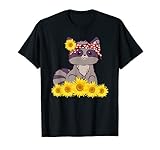 Waschbär Bandana Lustige Tiersonnenblumen süßer Waschbär T-S