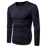 Herren Plus Samt Warm Rundhals Langarm T-Shirt Bottoming Shirt 3 Knöpfe Hemd Basic Einfarbig Lässiger Pullover Einfarbig Herren Pullover Rundhalsausschnitt Lässig Sweatshirt Für Party Und Alltag