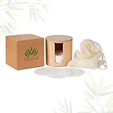 Groval® 16x wiederverwendbare Abschminkpads + Box|100% Bambus Baumwolle inkl. Wäschenetz + Bambus Box-Spender | Make-Up Entferner zur Gesichtsreinigung | Waschbar Vegan Nachhaltig Umw