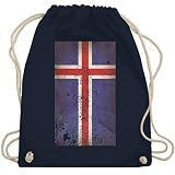 Shirtracer Fussball WM 2022 Fanartikel - Island Flagge Vintage - Unisize - Navy Blau - island trikot - WM110 - Turnbeutel und Stoffbeutel aus Baumw