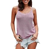 DOMBX Damen Gebatikt Strickbluse Spaghetti Strap Weste Einfarbig Casual Sexy Ärmellos V-Ausschnitt Aushöhlen Lose Cami Shirts Frauen Große Größe Patchwork Dip Saum Camisole T-Shirt Oberteile B