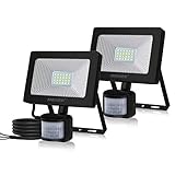 MEIKEE 20W Außenstrahler mit Bewegungsmelder 2000LM LED Strahler mit Sensor IP66 Wasserdicht Außenbeleuchtung Flutlichtstrahler Scheinwerfer für Garten Garage Sportplatz 2 Stk