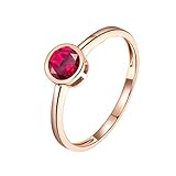 Epinki Rotgold 750 Verlobungsring, Solitär Ring Ehering mit Rubin 0.6ct Rose Rot, Schmuck Geburtstag Geschenke für Damen, Rose Gold, Gr.51 (16.2)