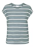 VERO MODA Damen VMAVA PLAIN SS TOP NEMO STRIPE GA NOOS T-Shirt, Türkis (Slate), XS