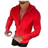 Herren Hemden Langarm Reißverschluss Hoodies Bluse Solide Kordelzug Tops T-Shirt Slim F