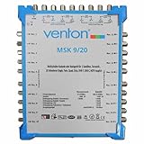 Venton Sat Multischalter 9/20 MSK I Multiswitch Kaskade für 20 Teilnehmer I Sat-Verteiler 9 Eingänge 20 Ausgänge - UHD Full HD-TV 4K 3D I Empfang digitaler & terrestrischer Signale I inkl N