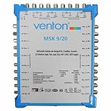 Venton Sat Multischalter 9/20 MSK I Multiswitch Kaskade für 20 Teilnehmer I Sat-Verteiler 9 Eingänge 20 Ausgänge - UHD Full HD-TV 4K 3D I Empfang digitaler & terrestrischer Signale I inkl N