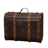 GYMEIJYG Vintage Koffer, Dekorativer Aufbewahrungskoffer Kofferraum Mit Schloss PU-Schatzkiste-Sammelbox Zum Reiseaufbewahrung, 2 Größen (Farbe : Braun, Größe : 26.5x15x21cm)