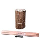 Beeteinfassung Weide 30cm Höhe Rollzaun Steckzaun Weidenmatte Teichumrandung Gartendeko + 7 x Steckpfosten + Kabelb