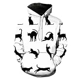 XDJSD Herren Pullover Herren Langarm T-Shirt große Größe Kapuzenpullover Katze 3D Gedruckter Pullover Herren Kapuzenmode Herren Casual Top