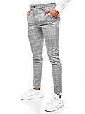 OZONEE Herren Chino Hose Chinos Stoffhose Chinohose Anzughose Anzug Herrenhose Röhrenhose Pants Elegant Business Slim Fit Regular Klassisch Classic Basic DJ/5522 GRAU W31