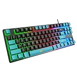Mechanische Gaming-Tastatur,87 Tasten Mechanische Tastaturen mit Blauem Schalter,Kabelgebundene RGB-LED-Tastatur mit Hintergrundbeleuchtung,Ergonomische Standardtastatur,für Mac PC (Black Blue)
