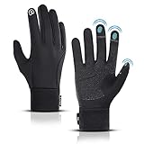 LERWAY Winter Warme Handschuhe, Touchscreen Winterhandschuhe Herren Damen Fahrradhandschuhe Sport Winddichte Handschuhe MTB Handschuhe Schwarz zum Radfahren, Laufen, Fahren, Joggen, Skifahren (M)