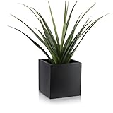 Pflanzkübel Blumenkübel CUBO Fiberglas Pflanztopf - Farbe: schwarz matt - robuster, UV-beständiger, wetterfester & frostsicherer Blumentopf für den Garten - TÜV-geprüfte Q