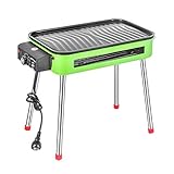 Grill Picknickgrill Indoor Outdoor Electric Carbon Barbecue Grill Elektrischer BBQ Rauchloser Grill mit Beinen 1800W Einstellbare Thermostat Abnehmbare Waschbare Platten, 18,5 'x 9,8', grün BBQ Holzk