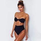 B/H Sommer Dreieck Bikini Frauen Zweiteiler Set,Zweiteiliger Badeanzug aus heißen Quellen, sexy Bikini-schwarz mit hoher Taille_S,Damen Bikini S