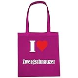 Tasche I Love Zwergschnauzer Größe 38x42 Farbe Pink Druck W