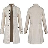 BYYDYSRFLO Herren Gothic Steampunk Jacke Smoking Viktorianisches mittelalterliches königliches Abendfest Geeignet für Cosplay Halloween Party Maskerade White-XXL