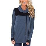 EMATOP Damen Sweatshirt Hoodie mit Kapuze Rollkragen Pullover Langarmshirt Tunic Oberteil Einfarbig Elegant Langarm Kapuzenpullover Sweater Kapuzenpulli Casual Lose Mantel für Herbst W