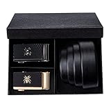 NJBYX Geschenkbox Set Ledergürtel für Männer Automatische Slide Ratsche Schnalle Rindsleder Abnehmbare Taille Gürtel Geschenk Formale Hochzeit (Color : A, Size : 160cm)