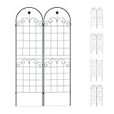 Relaxdays Rankgitter 2er Set, Metall, 180 x 50 cm, Vintage Rankhilfe Garten, Rundbogen & Blume, zum Stecken, dunkelgrü