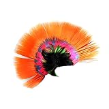 LYTBJ Lustige Hahnenkamm Perücken Halloween Weihnachtsfeier Kostüm Dress Up Kopfschmuck Mohawk Hahnenkamm Haar (Regenbogen Orange)