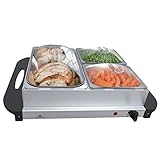 Jago® Buffetwärmer - elektrisch, mit Heizplattenfunktion, Setwahl, Temperaturregler, Edelstahl - Warmhaltegerät, Speisewärmer, Warmhalteplatte, Warmhalteb
